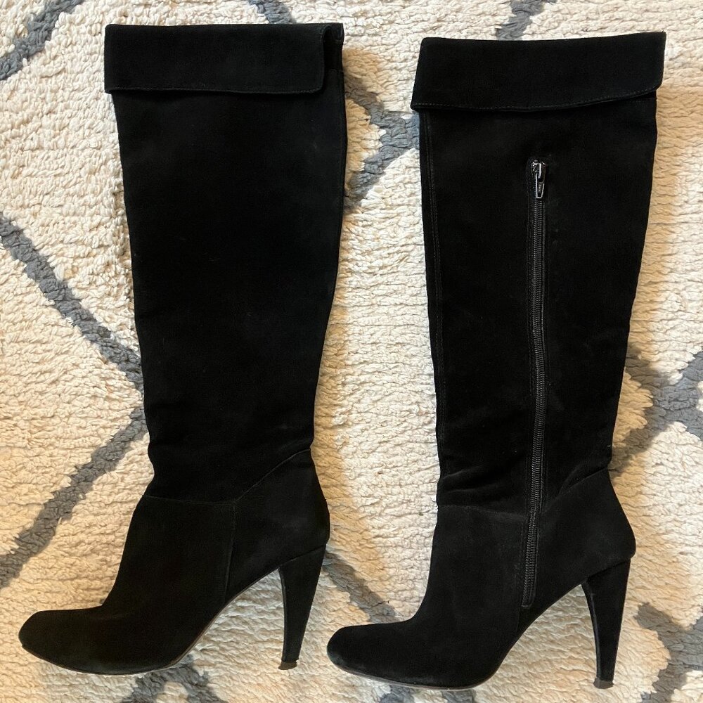 Steven black suede knee-high boots 6.5